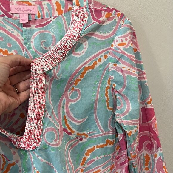 Lilly Pulitzer Courtney Tunic Dress Women's Small Jellies Be Jammin 3/4 Sleeve - Picture 3 of 9